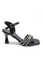 Mehtap Three Stripe Stone 8 cm Heeled Women's Evening Dress Shoes Black-Patterned - 3