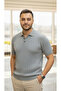 Sweat-Proof Polo Collar Gray Knitwear T-Shirt - 2