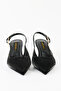 Leather Black Back-Strapped Short Heeled Women's Shoes - Kb5035 - 3