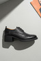 Black Printed Leather Women's Shoes with Laces and Heels Daily Real Leather Medium Heel Women's Shoes - 7