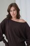 Women's Wide Neckline Sleeve Detail Premium Yarn Soft Textured Knit Sweater 12384.Crs - 2