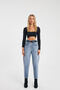Women's High Waist Slouchy Snow Wash Stretch Fabric Jean Pants - 4