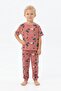 Boy's 100% Cotton Summer Surf and Caravan Patterned Pajama Set - Short Sleeve Cuffed Tile Print - 4