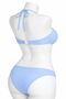 Women's Baby Blue Stretch Fabric Stretchy Halter Neck Tie-Detail Drawstrings S Strapless Stylish Drawstring Adjustable Bikini Set - 4