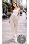 Women's Wide-Leg Pocketed Wrinkled Trousers – Lightweight Fabrics, Comfortable Fit - Pattern Blue-White - 2