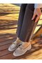 Beige Suede (Osse) Gold Spiral Buckle Detail Women's Loafers - 4