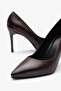 Gala Brown Leather Women's Heeled Shoes - 5