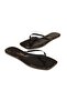 Women's Patent Leather Black Square Toe Flip-Flops Daily Stylish Slippers - 3