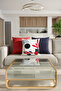 3-Piece Panoroma Decorative Throw Pillow Cover – Bohemian Landscape Punch + Navy Blue + Red 45X45Cm