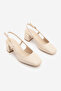 Women's Block Heel Open Back With Scarf Classic Heeled Shoes Likay Ecru - 5
