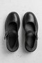 Black Leather Genuine Leather Women's Mary Jane Ballerina Shoes Strappy Real Leather Women's Mary Jane Shoes - 8