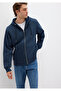 Hooded Zippered Navy Blue Basic Sweatshirt 0S10277-70490 - 3