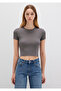 Gray Basic Crop T-Shirt Crop / Short Cut 1600814-70095 - 4
