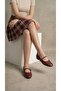 Women's Burgundy Buckle Leather Ballerinas 1cm Byndvb01 - 3