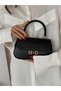 Women's Black Covered Baguette Model with Gold Accessories Hand and Shoulder Bag Accessories - 6
