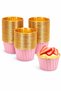 25 Pieces Pink Gold Metallic Muffin Cake Mold Shiny Gold Cupcake Capsule Muffin Mold 7x4 Cm