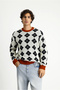 Crew Neck Oversized Extra Comfortable Cut Cotton Pack Patterned Knit Sweater - 5