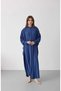 6571-Krep Abaya İndigo - 5