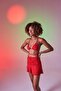 High Waist Ruched Detail Mini Delphi Skirt Red - 3
