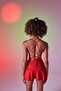 High Waist Ruched Detail Mini Delphi Skirt Red - 5
