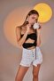 Ripped Detailed Lycra Distressed Jean Shorts White - 4