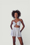 High Waist Button Closure Playa Shorts White - 4
