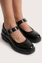 Black Patent Leather Women's Mary Jane Ballerina Shoes with Straps Real Leather Women's Mary Jane Shoes