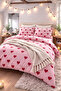 Vanilla Heart Pink Double Duvet Cover Set
