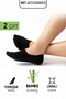 2 Pairs Black Bamboo Ballerina Seamless Invisible Sneaker Short Socks Unisex - 5