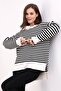 Striped Oversize Knitwear Sweater 6336 Ecru-Black