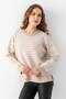 Striped Oversize Knitwear Sweater 6336 Beige-Ecru - 7