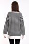 Striped Oversize Knitwear Sweater 6336 Ecru-Black - 7
