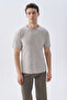 Men's Ecru Comfort Fit Striped Crew Neck T-Shirt