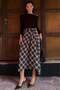Brown Plaid Patterned Slit Detailed Double-Breasted Midi Women's Skirt Mg2690 - 7