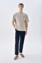 Men's Navy Blue Straight Fit Elastic Waist Trousers