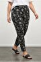 Plus Size Narrow Leg Patterned Pocketed Carrot Cut Stretch Fabric Viscose Pants 143733 - 5