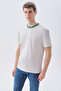 Men's Off-White Ribbed Loose Fit Crew Neck T-Shirt