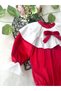 Briella Long Sleeve Special Occasion Holiday Bow Detail Baby Girl Romper - 5