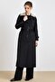 Removable Garni Collar, Cape Detail, Water-Repellent Features, Long Trench Coat Black 6825 - 5