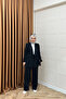 Black Single Button Jacket Suit - 2