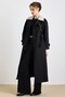 Removable Garni Collar, Cape Detail, Water-Repellent Features, Long Trench Coat Black 6825 - 3