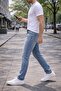 Men's Broken Blue 5-Pocket Classic Slimfit Regular Waist Buttoned Lycra Skinny Leg Jean Trousers C300 - 6