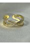 Stone-Set X Ring - Gold - 2