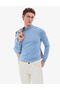 Blue Melange Slim Fit Quarter Collar Basic Knitwear Sweater 50314188-Vr113 - 4