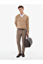 Camel Slim Fit V-Neck Basic Knitwear Sweater 50314190-Vr015 - 5