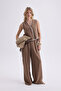 Shonas Lace Detail Brown Vest Pants Suit - 4