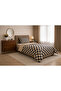 Uykuli̇fe Chess Beige Pattern Modern Single Bedding Set - 3