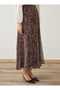 Shawl Patterned Chiffon Skirt - Brown Patterned - - 4