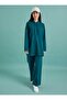 Hooded Tracksuit Set with Stitching Detail - Dark Emerald - - 2