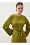 Tie-Waist Detailed Dress - Olive Green - - 6